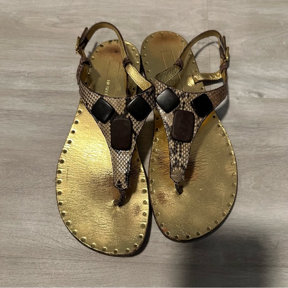 Michael Kors Brown Made In Italy Animal Print Sandals Sz 8B - Picture 1 of 8